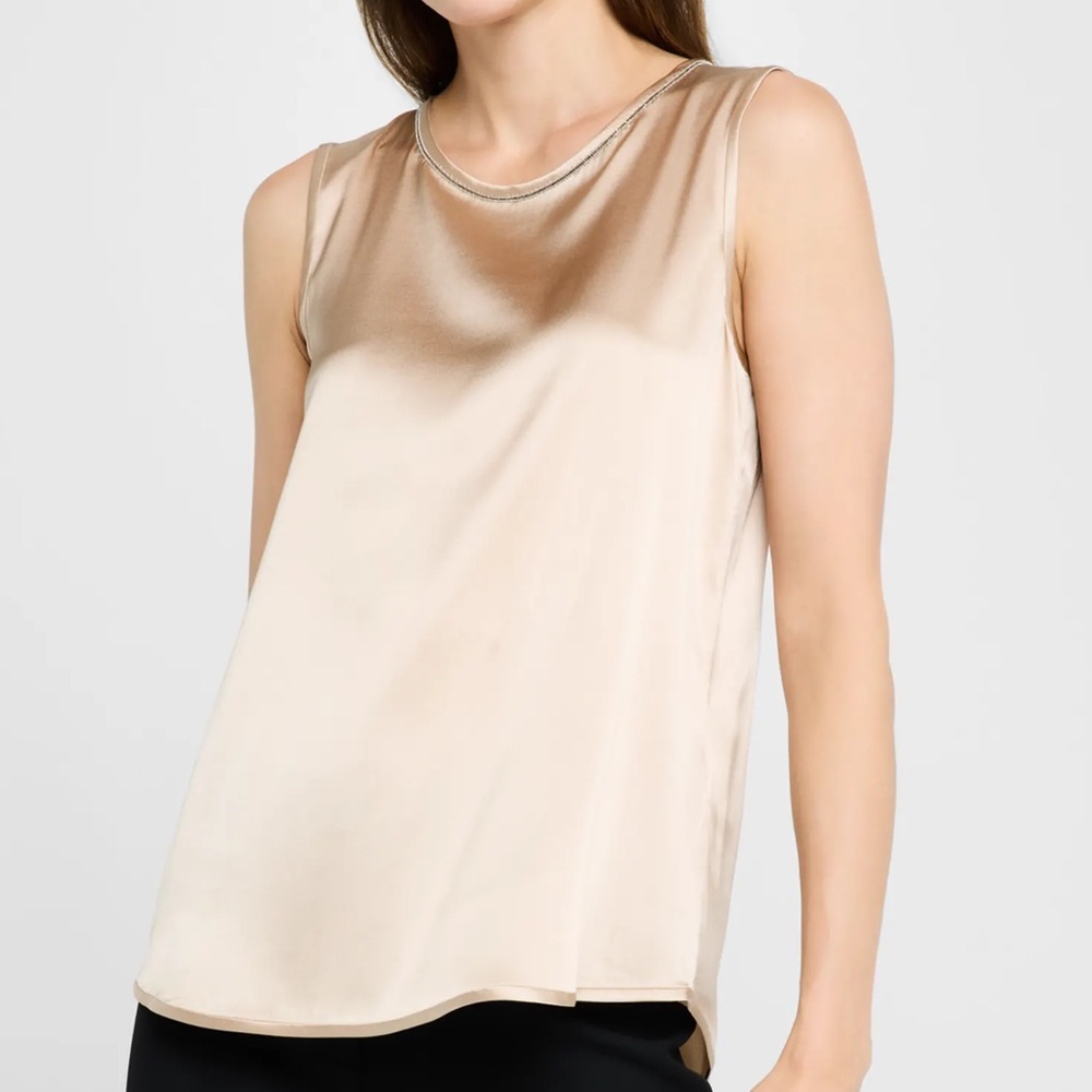 Peserico Beaded Neck Silk Tank